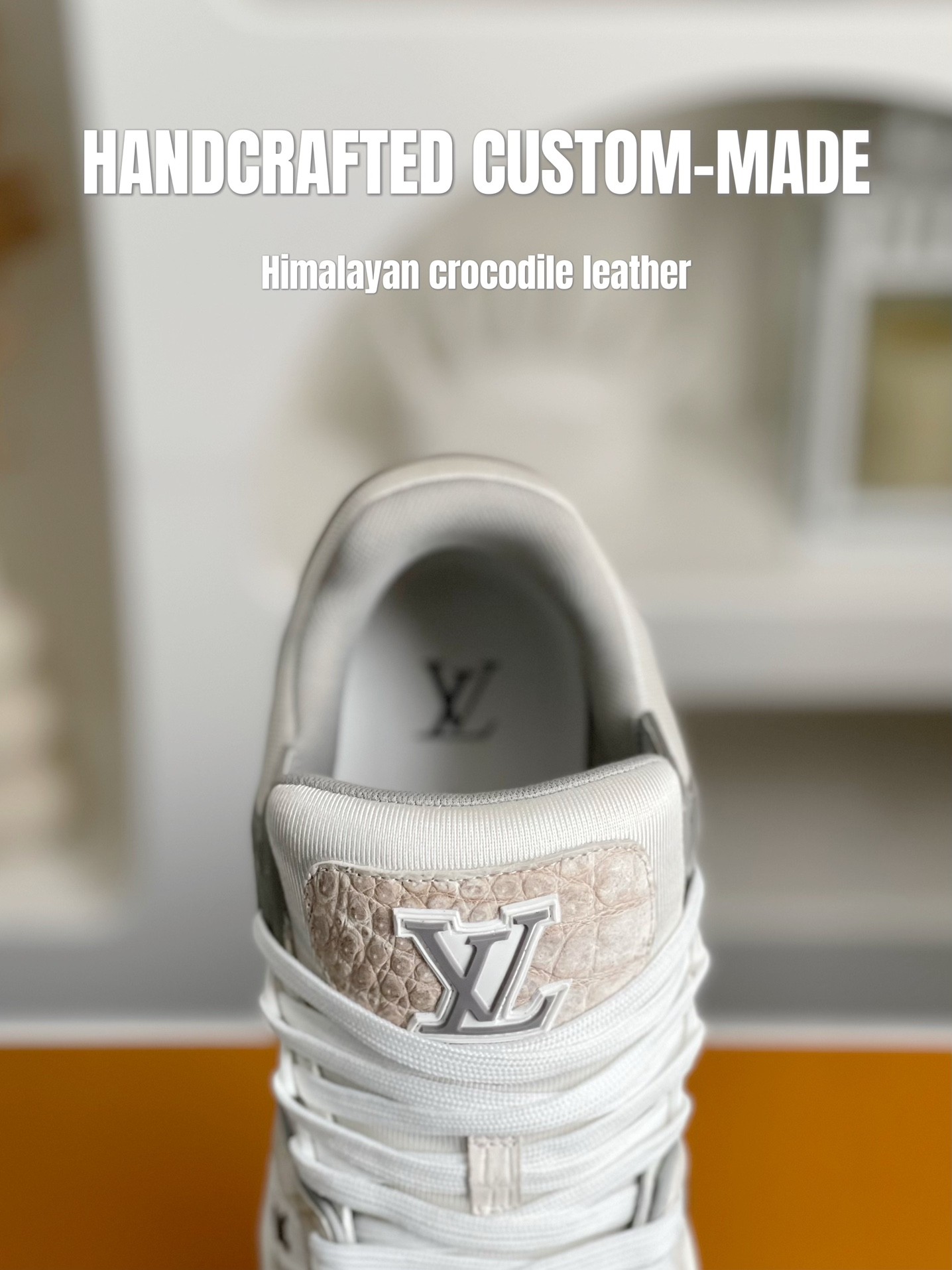 「#2052」【Handmade Custom】Louis Vuitton Himalayan Crocodile Leather Trainer Sneakers - Image 10