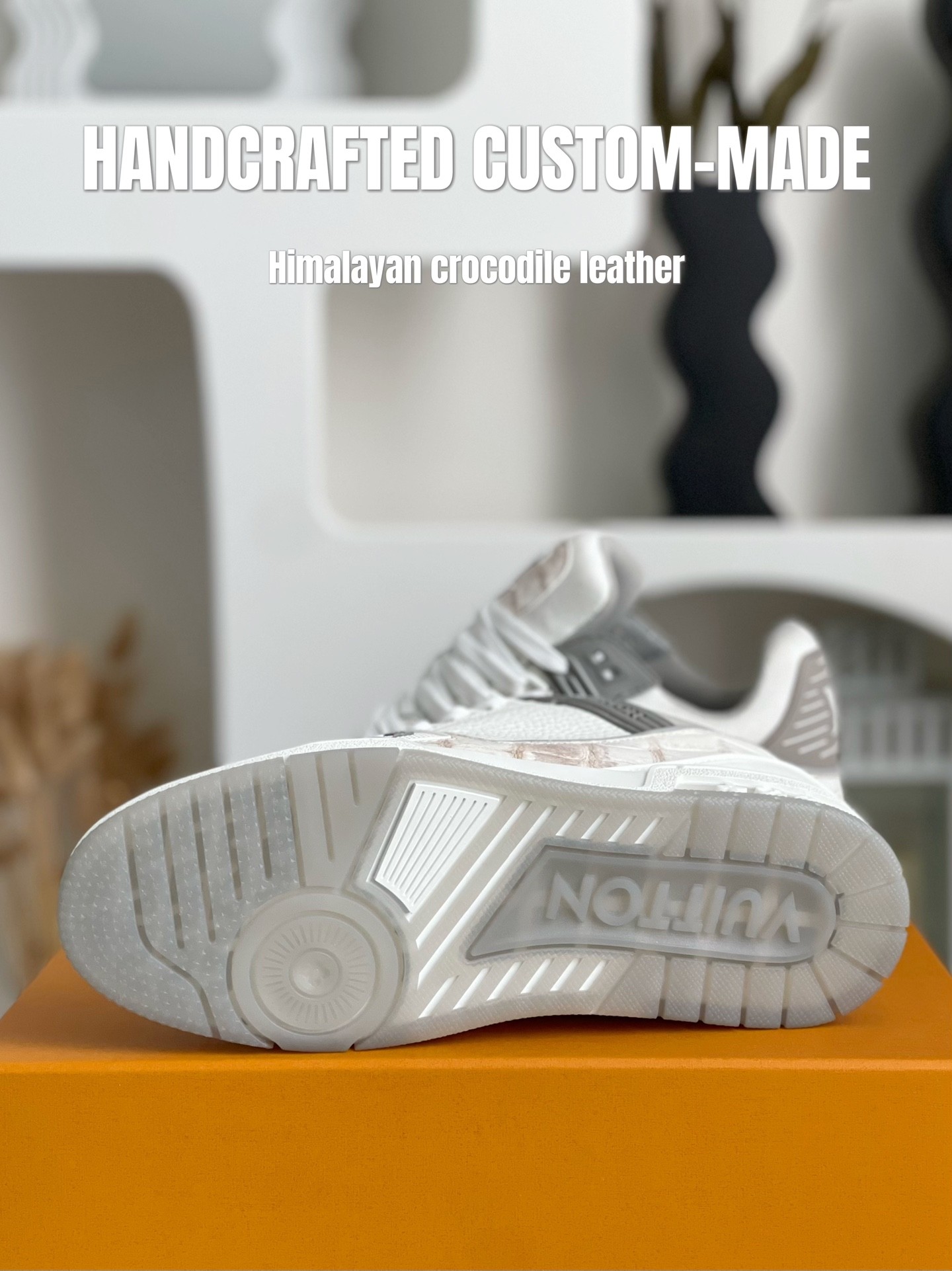 「#2052」【Handmade Custom】Louis Vuitton Himalayan Crocodile Leather Trainer Sneakers - Image 7