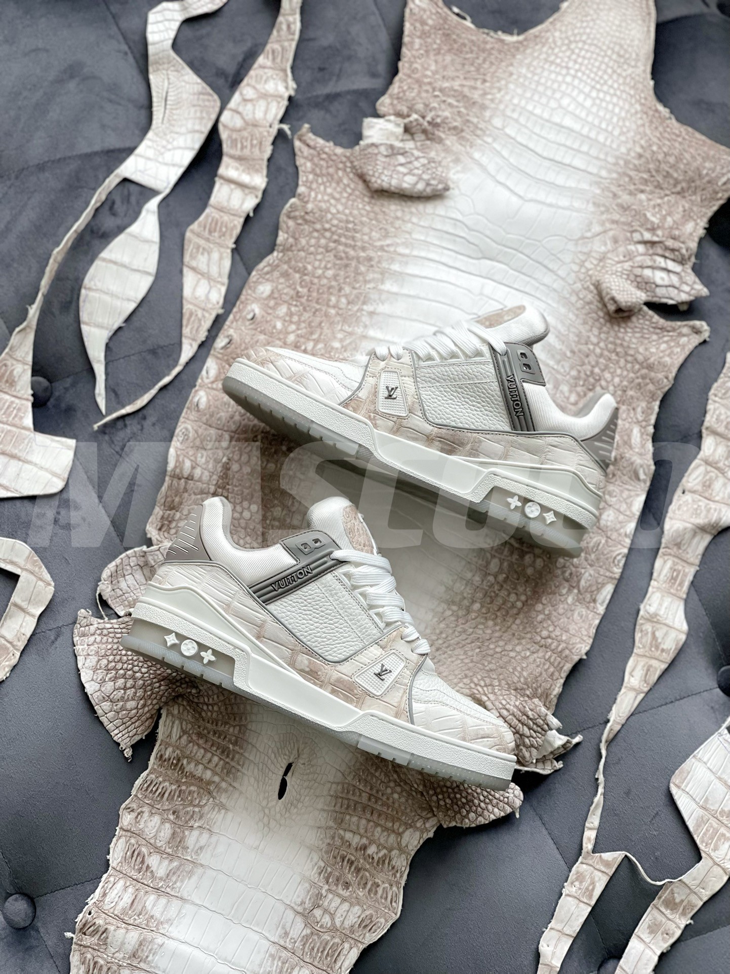 「#2052」【Handmade Custom】Louis Vuitton Himalayan Crocodile Leather Trainer Sneakers - Image 4