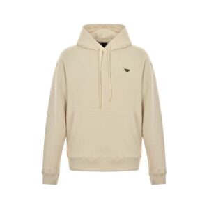 「#2446」PRADA Apricot triangle logo hooded sweatshirt