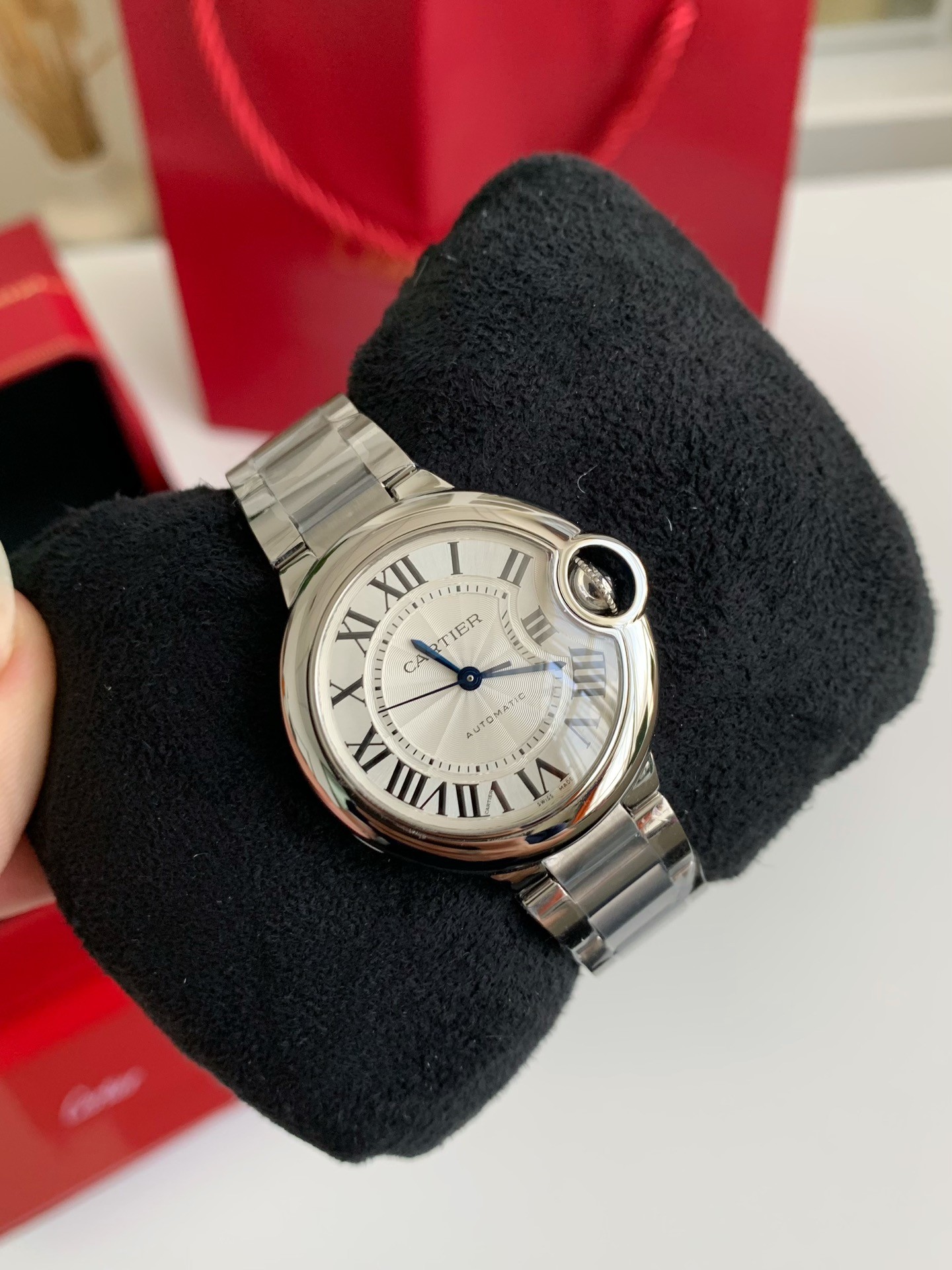 「#2450」Cartier Blue Balloon Log ladies wristwatch, dial 33mm - Image 2