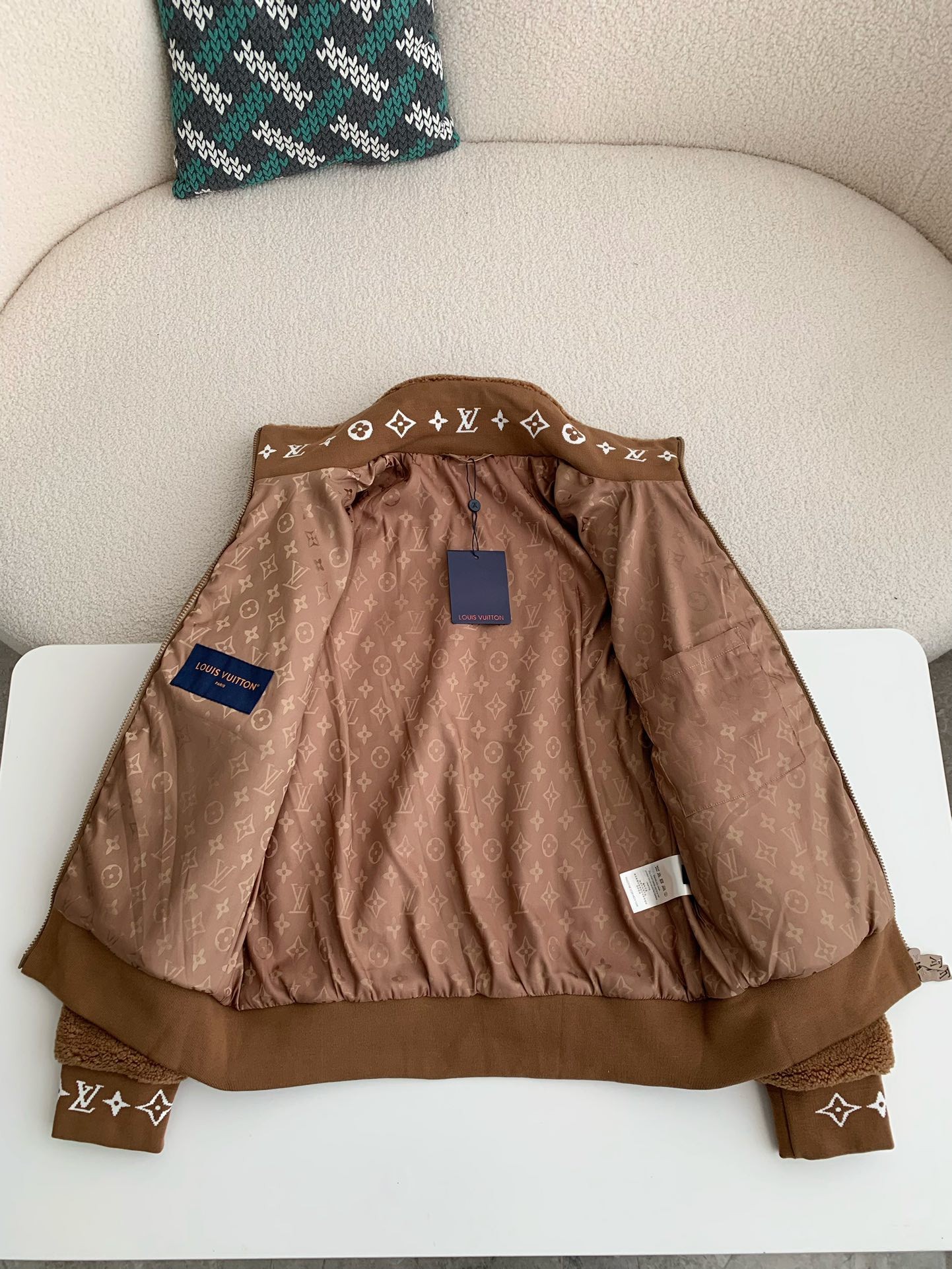 「#2520」Louis Vuitton Jacquard vertical collar zipper fleece jacket - Image 9