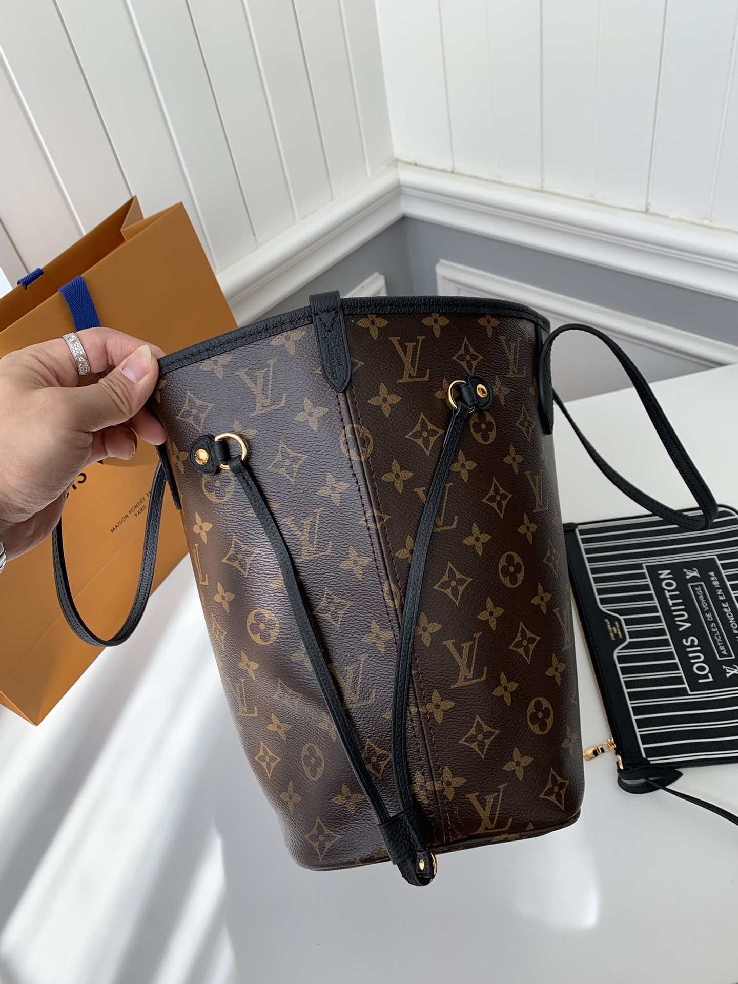 「#2653」Louis Vuitton Counter Seasonal New NEVERFULL INSIDE OUT Medium Shopping Bag M12061 Size:28*14*31cm - Image 6