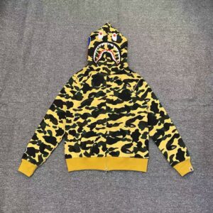 「#2668」bape camouflage yellow classic shark zipper sweatshirt