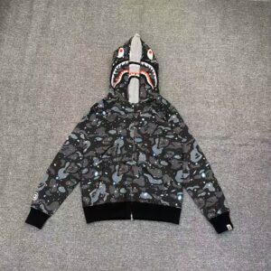 「#2676」Bape luminous starry sky camouflage double-headed shark sweatshirt