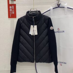 「#2708」Moncler new women's V-pattern stitching knitted sleeves stand collar down jacket