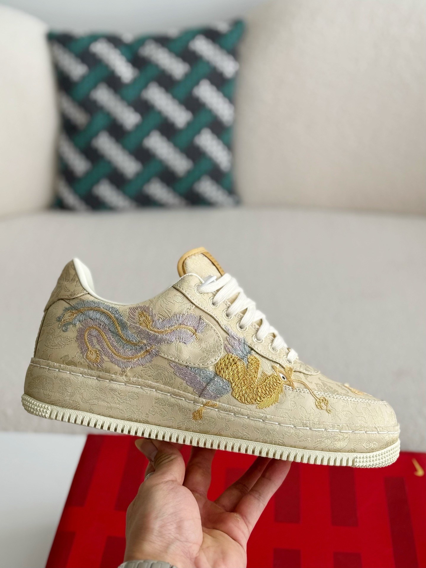 「#2724」Nike Air FORCE 1 Dragon and Phoenix Present Good Omens Sneakers - Image 6