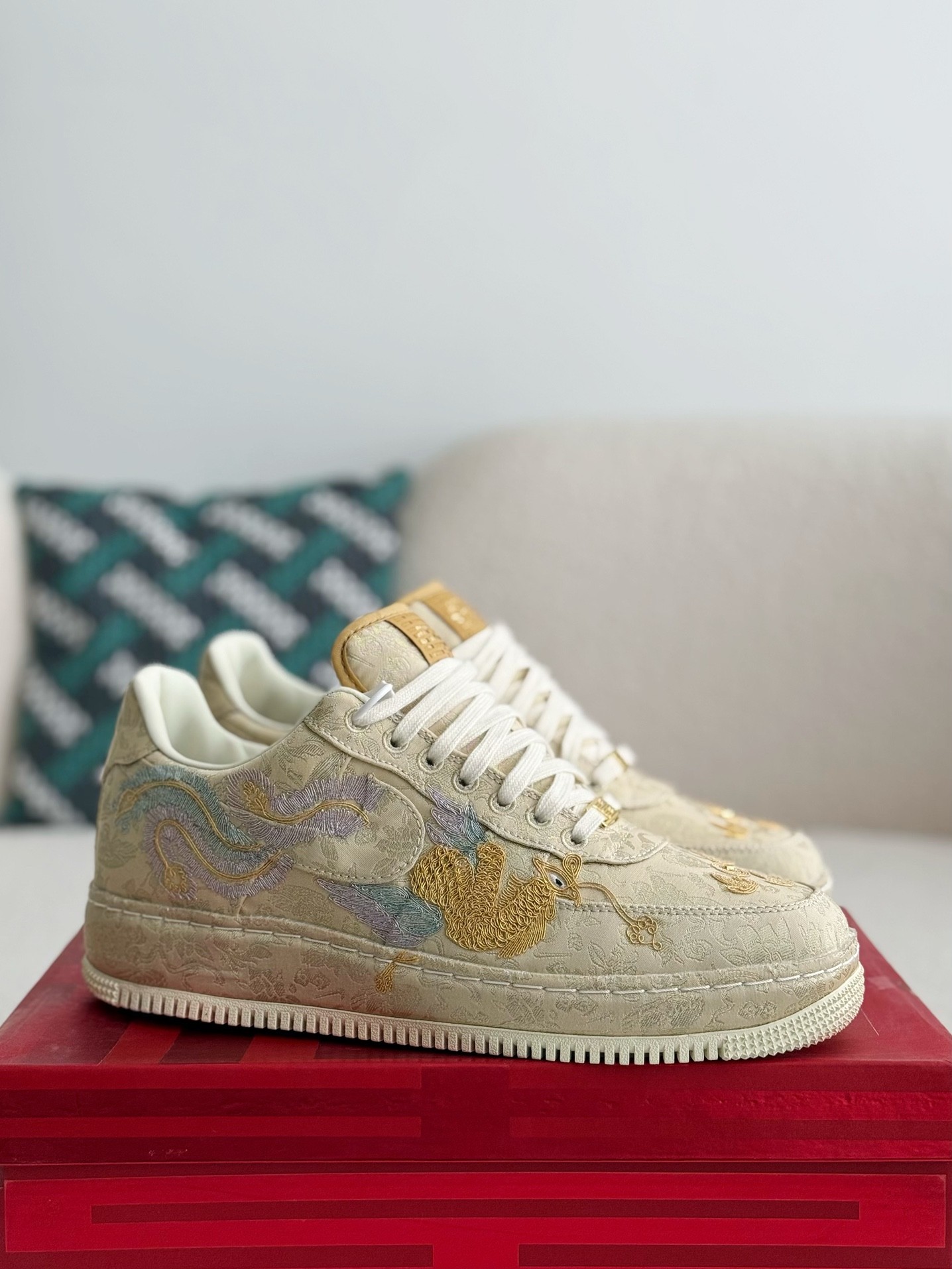 「#2724」Nike Air FORCE 1 Dragon and Phoenix Present Good Omens Sneakers - Image 2