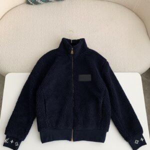 「#2713」Louis Vuitton Embossed leather patch long-sleeve fleece jacket