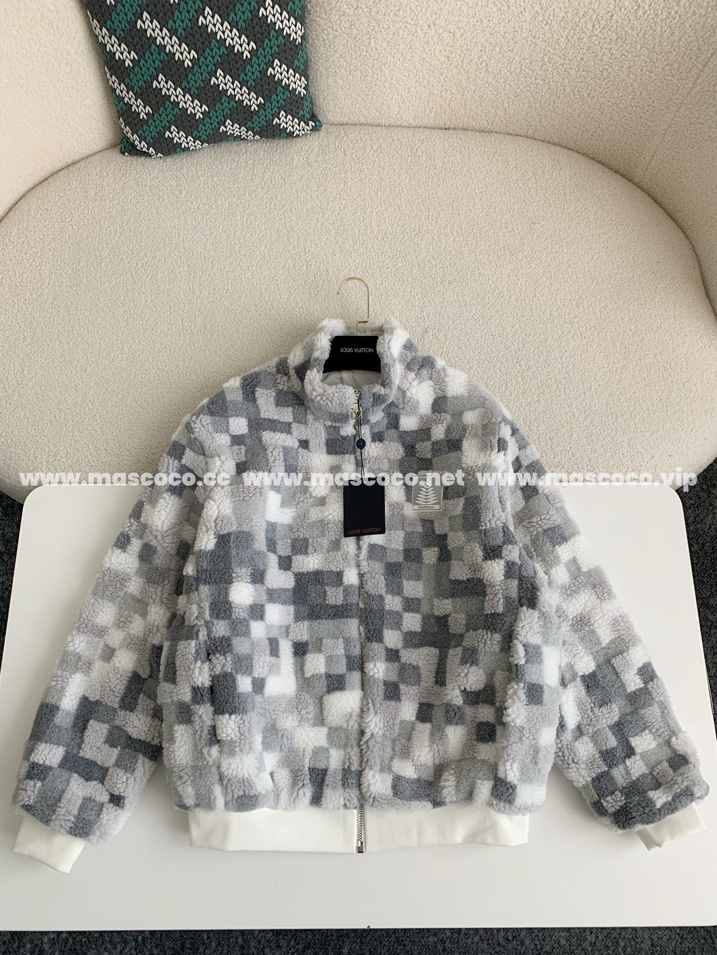 「#2766」Louis Vuitton Ski Series FW24 Checkerboard Color-Block Fleece Jacket