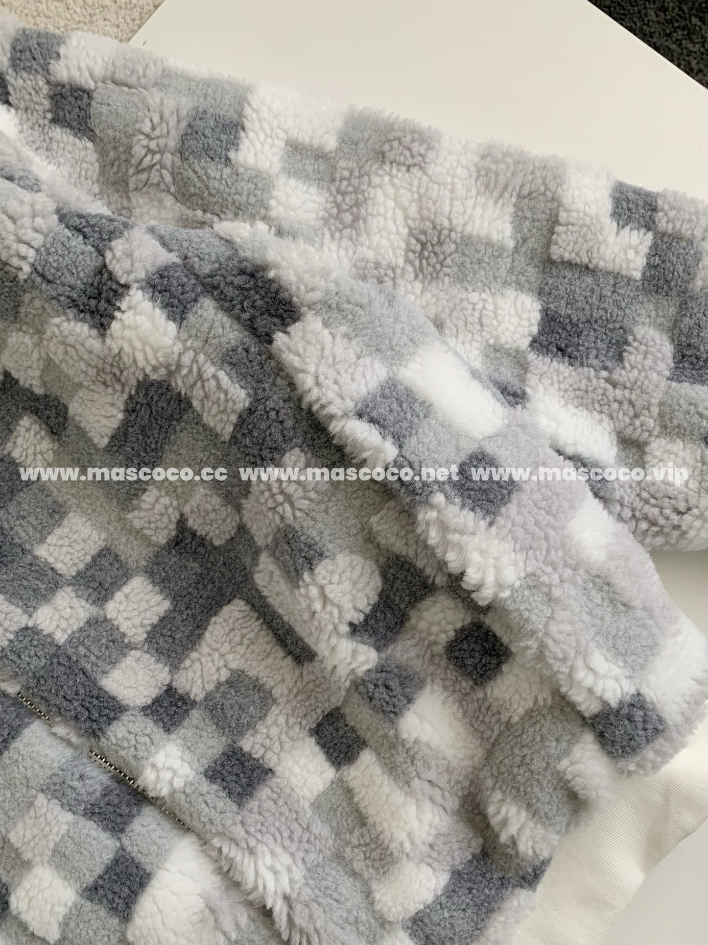 「#2766」Louis Vuitton Ski Series FW24 Checkerboard Color-Block Fleece Jacket - Image 4