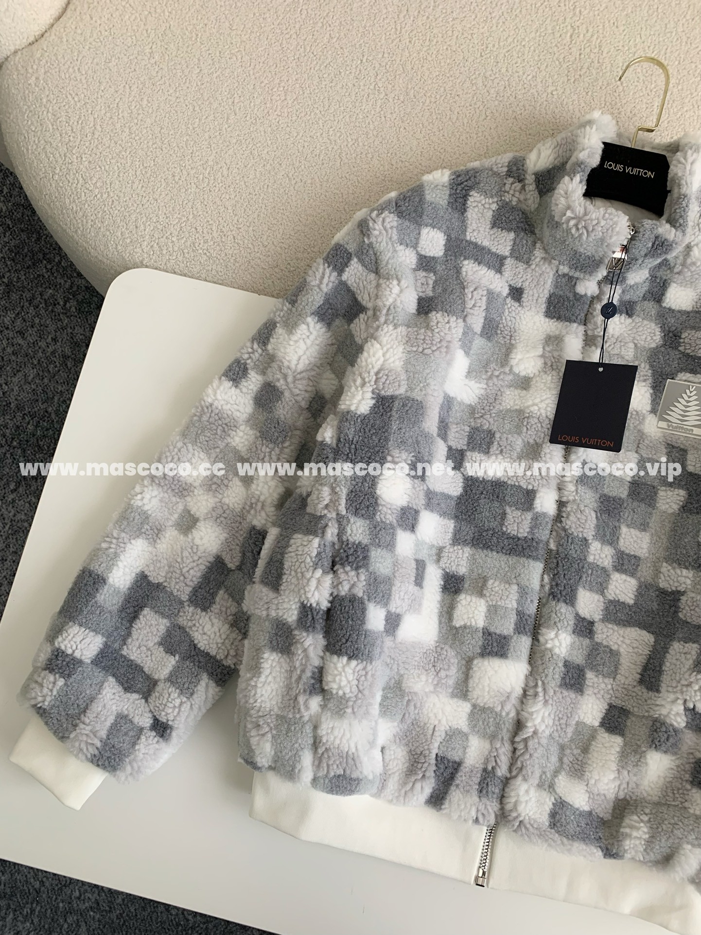 「#2766」Louis Vuitton Ski Series FW24 Checkerboard Color-Block Fleece Jacket - Image 2