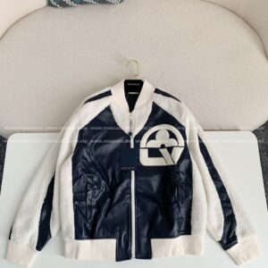 「#2279」Louis Vuitton floral lettering lambskin baseball jacket