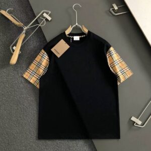 「#3092」Burberry Black plaid embroidery combines knight embroidery exquisite craftsmanship T-shirt
