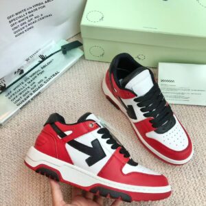 「#3251」Off-White Arrow stitching red outer leather sneakers