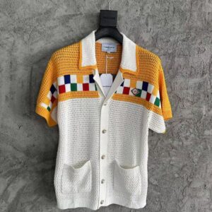 「#3283」Casablanca cotton high density knit, woven plaid sweater T-shirt