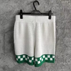「#3284」Casablanca Green Cotton High-density Knit, Woven Plaid Shorts