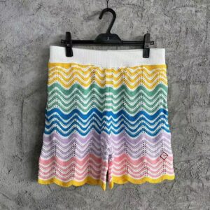 「#3292」Casablanca, Rainbow Cotton High Density Knit, Water Ripple Gradient Shorts
