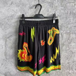 「#3308」CASABLANCA Black rock pattern silk shorts