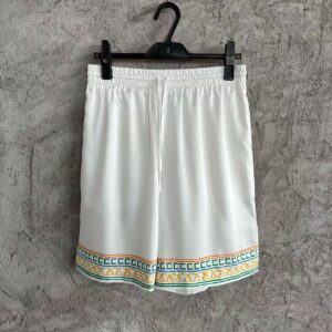 「#3336」CASABLANCA White silk shorts with tennis racket pattern