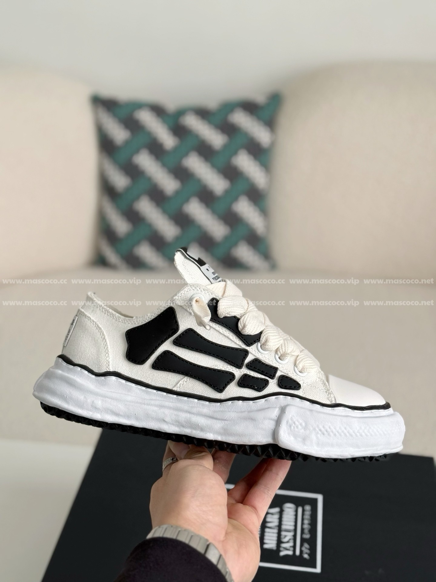 「#3362」Maison Mihara Yasuhiro x AMIRI Skel- Top Low canvas shoes - Image 6