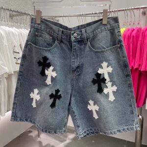 「#3684」Chrome Hearts Limited Edition Colorblock Washed Denim Shorts
