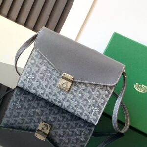 「#3769」Goyard imported cowhide with canvas one-shoulder crossbody bag, size: 21*16*4cm