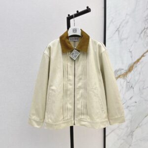 「#3874」Loewe Spring and Summer New Color-blocking Series Lapel Mid-length Casual Jacket
