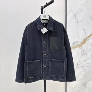 「#3875」Loewe Spring/Summer New Vintage Leather Brand Decorated Denim Jacket