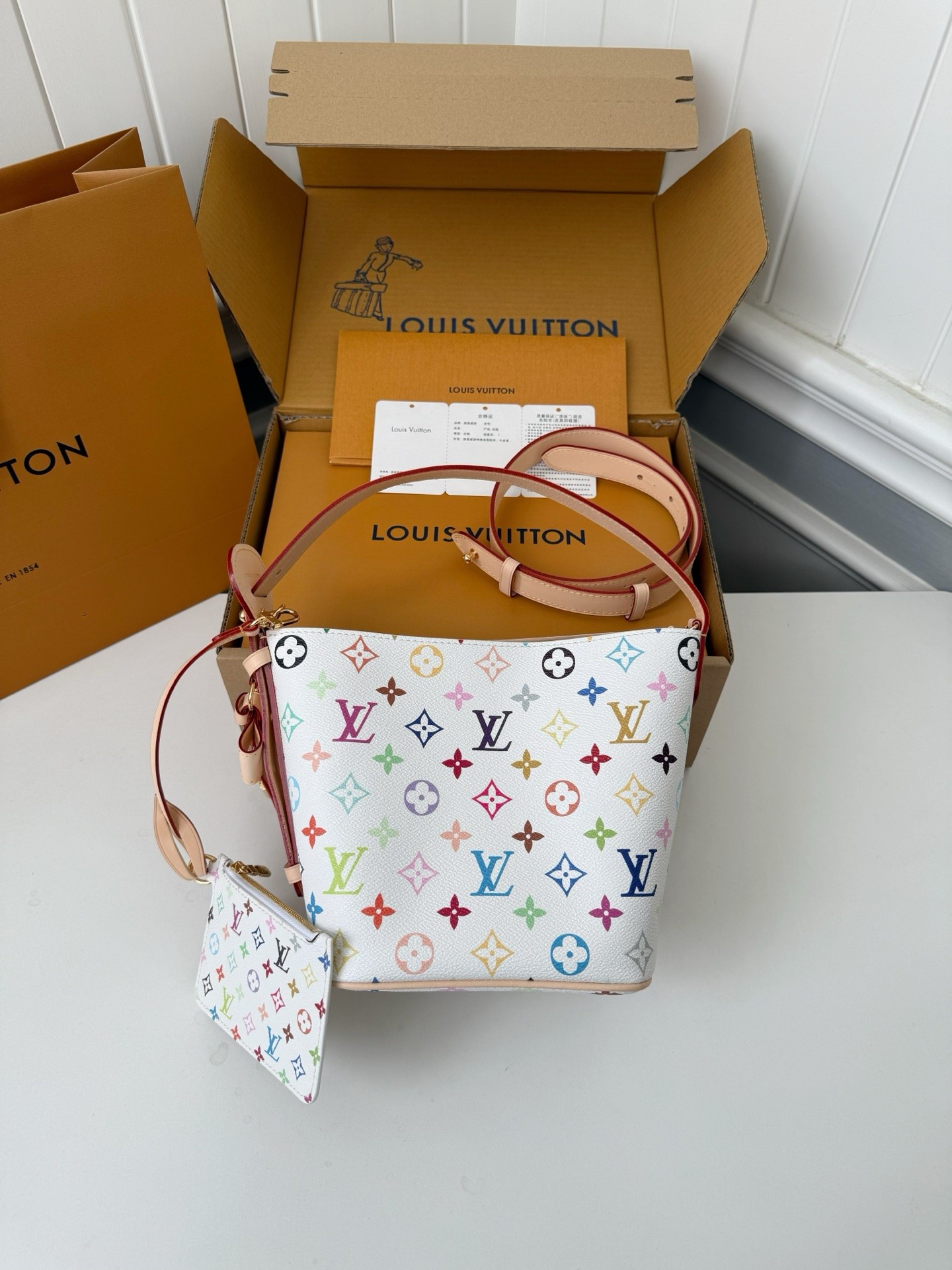 「#4039」LV ALL IN BB White Three-Color Handbag M13089,Size:18*12*16cm