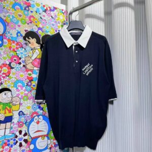 「#4266」Louis Vuitton Pearl Button Embroidered Knit Short Sleeve T-Shirt