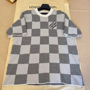「#4410」LOUIS VUITTON Jacquard knit checkerboard short sleeves