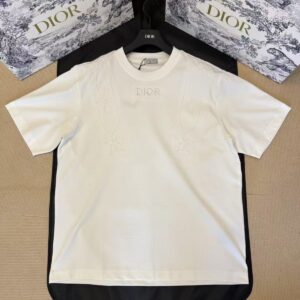 「#4421」DIOR 3D flower embroidered short sleeves