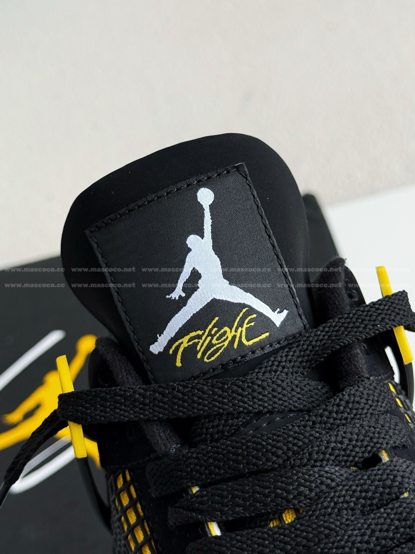「#4327」Jordan Air Jordan 4 "Thunder" Leather Basketball Shoes Black Yellow - Image 10