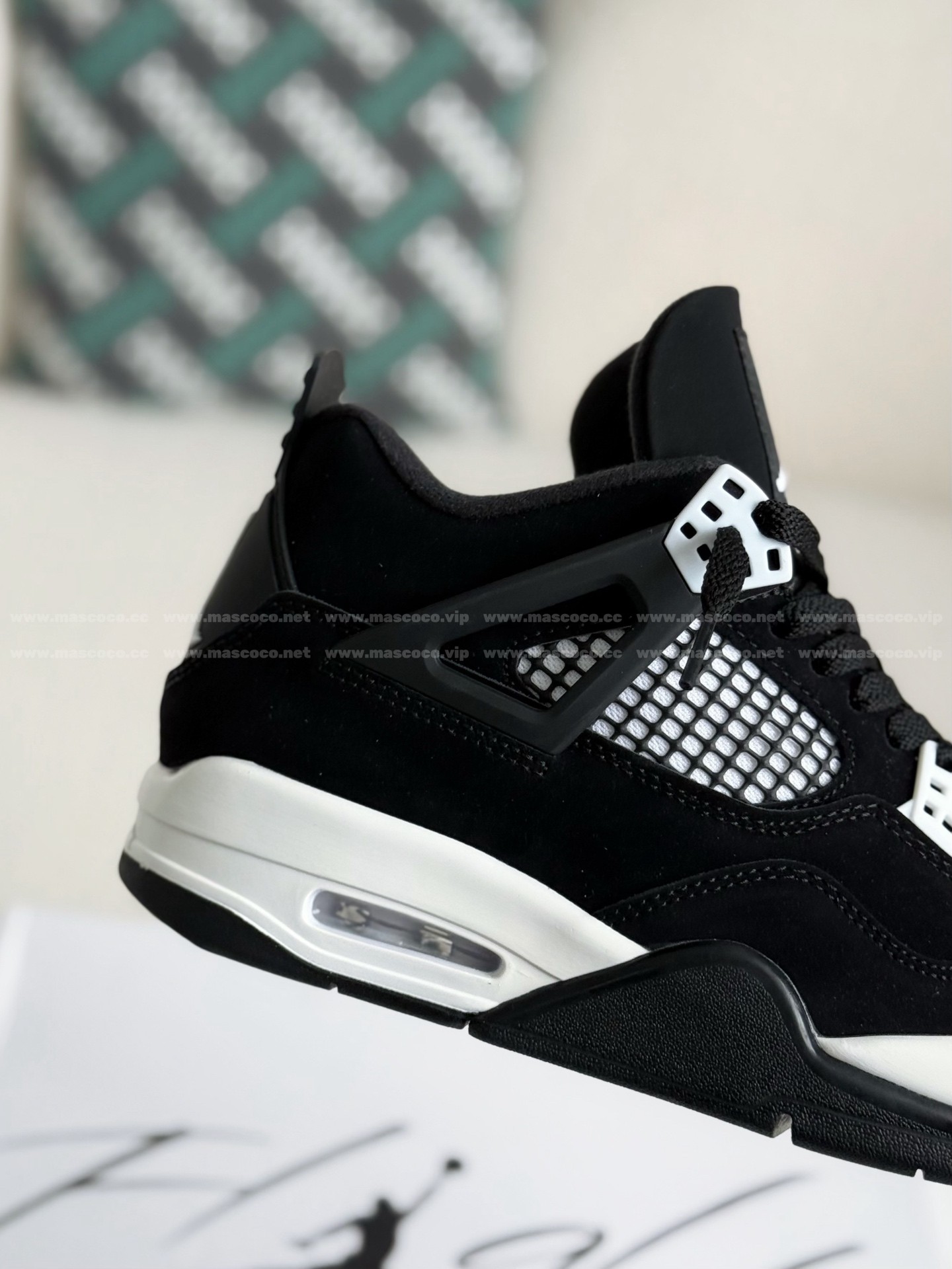 「#4328」Jordan Air Jordan 4 Retro "White Thunder" Leather Retro Basketball Shoes Black and White - Image 7