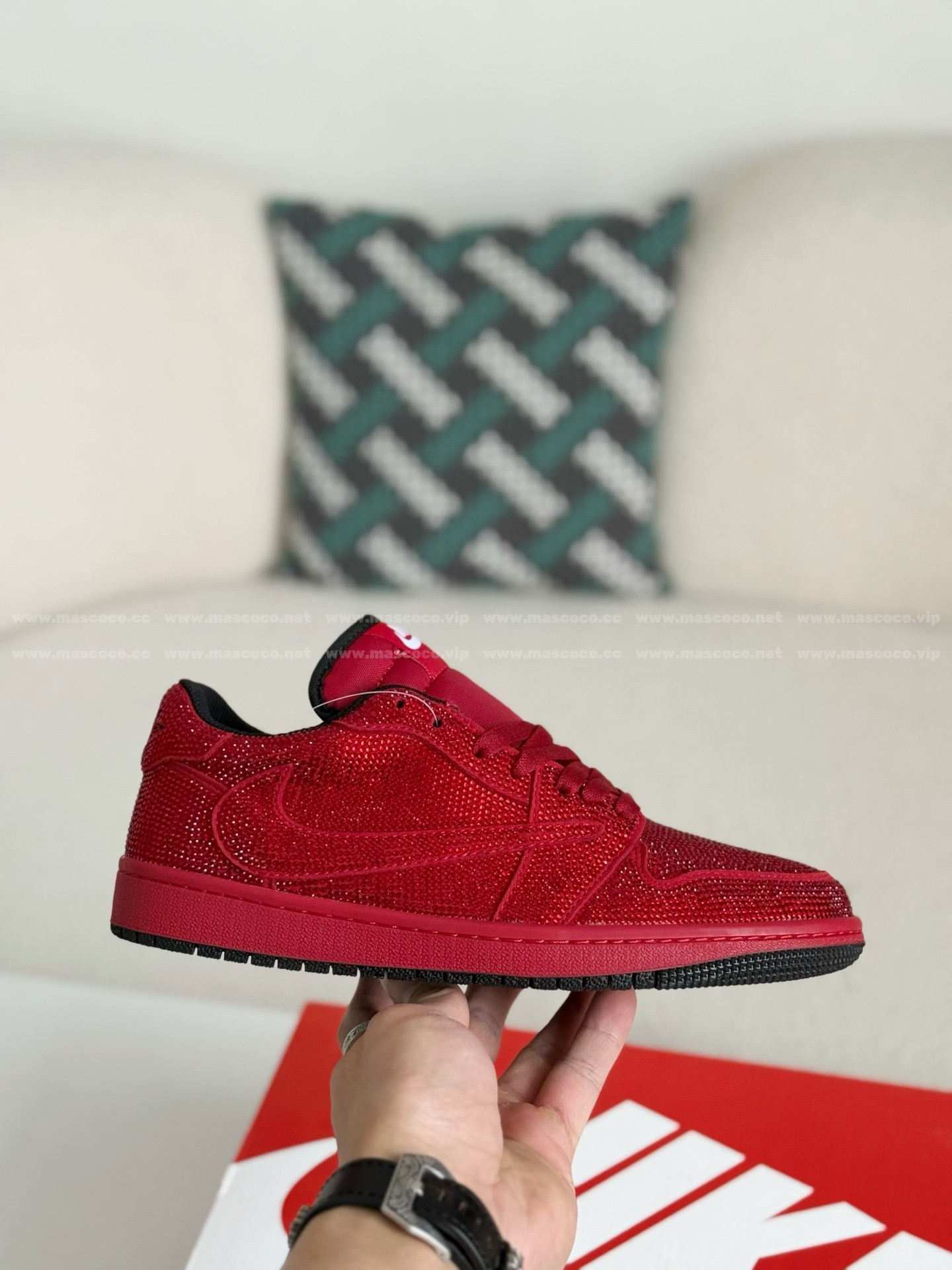 「#4545」Jordan 1 Hand-Set Rhinestones Low Sneakers - Image 6