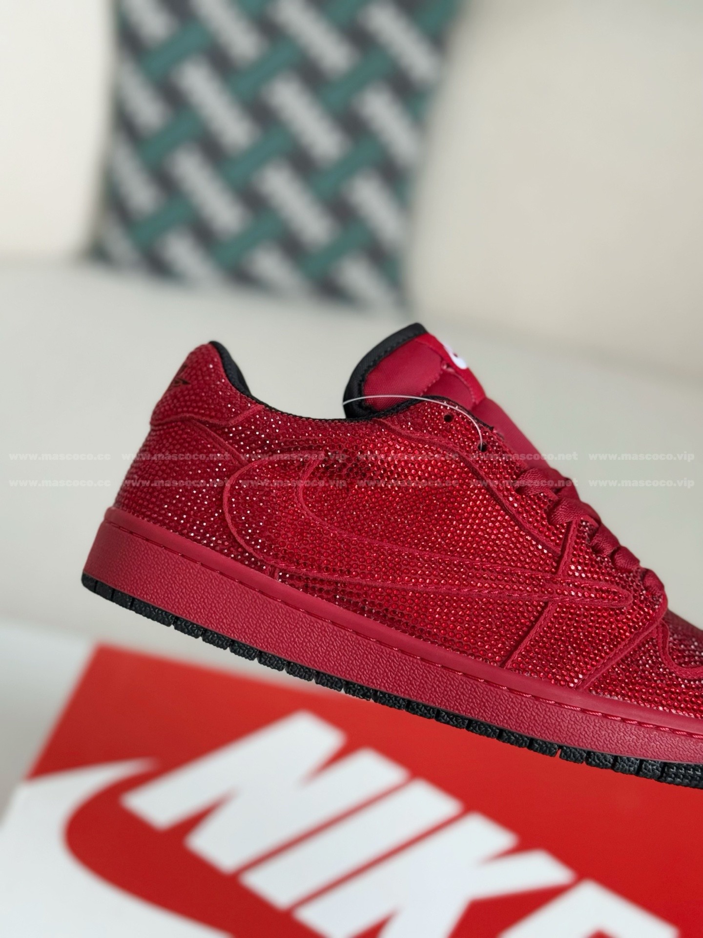 「#4545」Jordan 1 Hand-Set Rhinestones Low Sneakers - Image 7