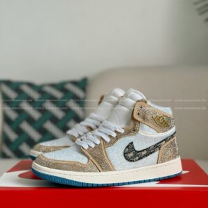 「#4555」Jordan 1 Hand-Set Rhinestones High Sneakers