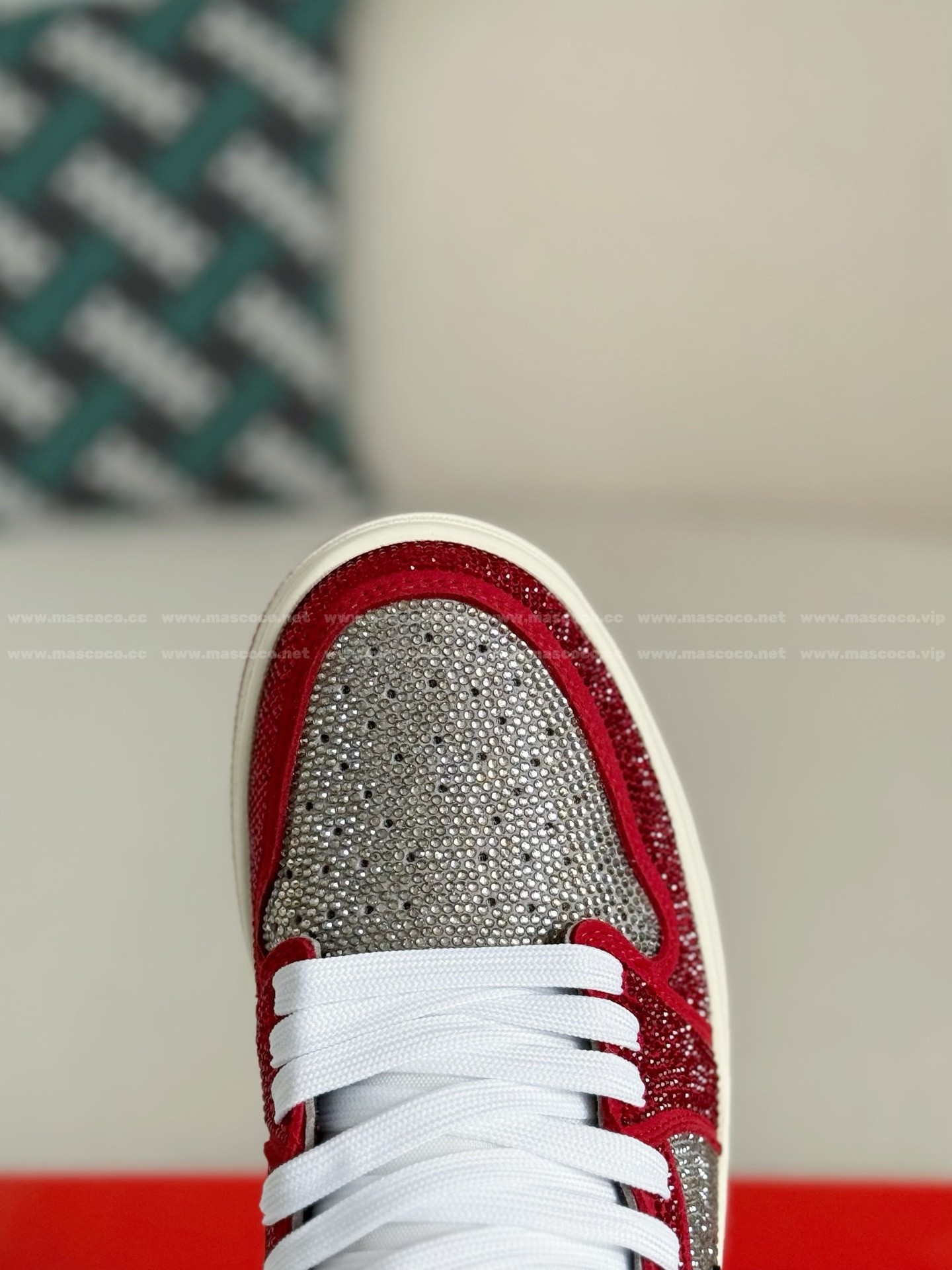 「#4559」Jordan 1 Hand-Set Rhinestones High Sneakers - Image 9