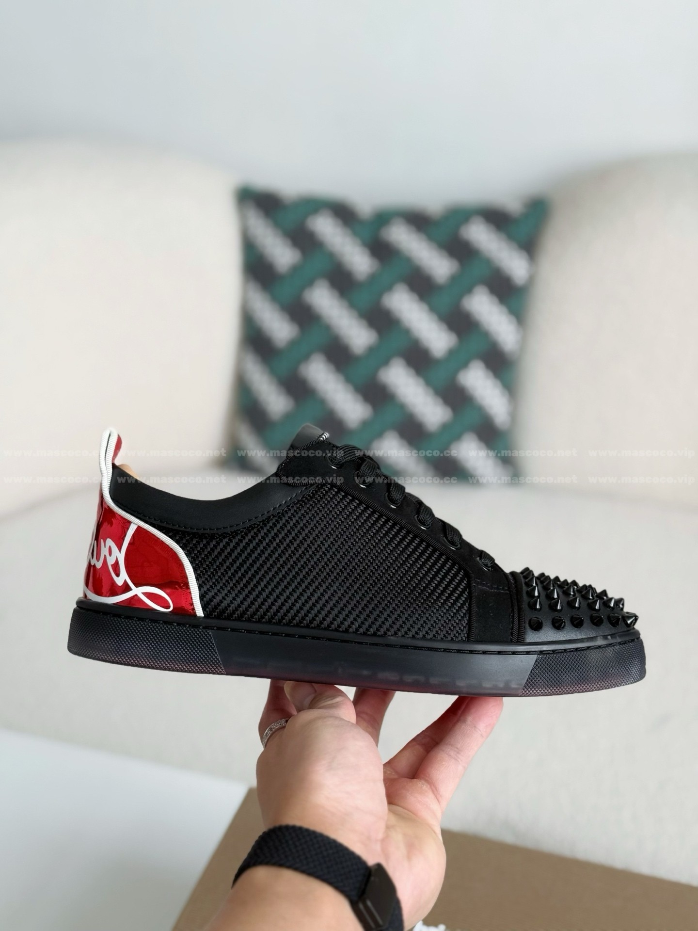 「#4776」Christian Louboutin Faux Suede Sneakers - Image 6