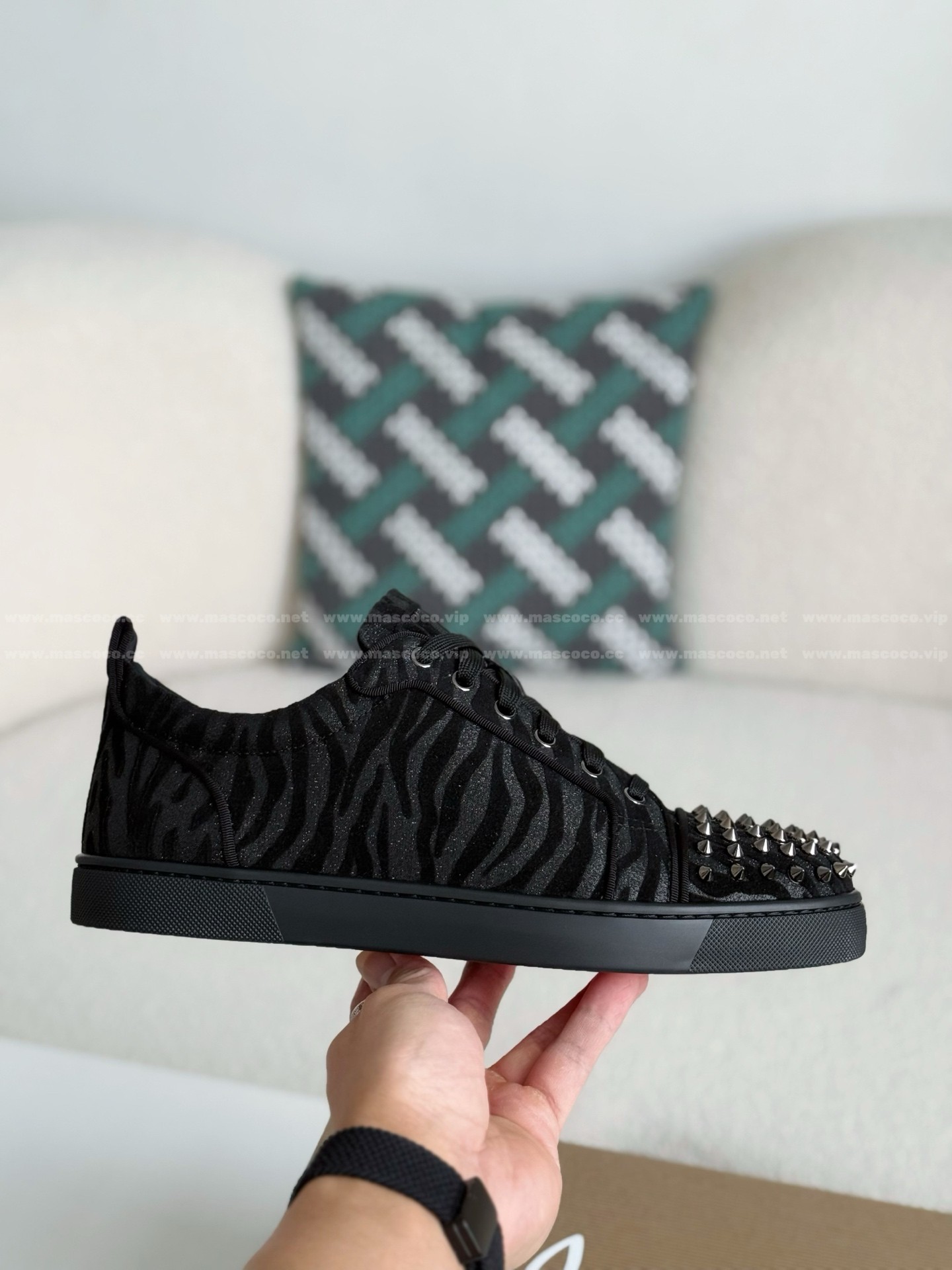 「#4777」Christian Louboutin Faux Suede Sneakers - Image 6