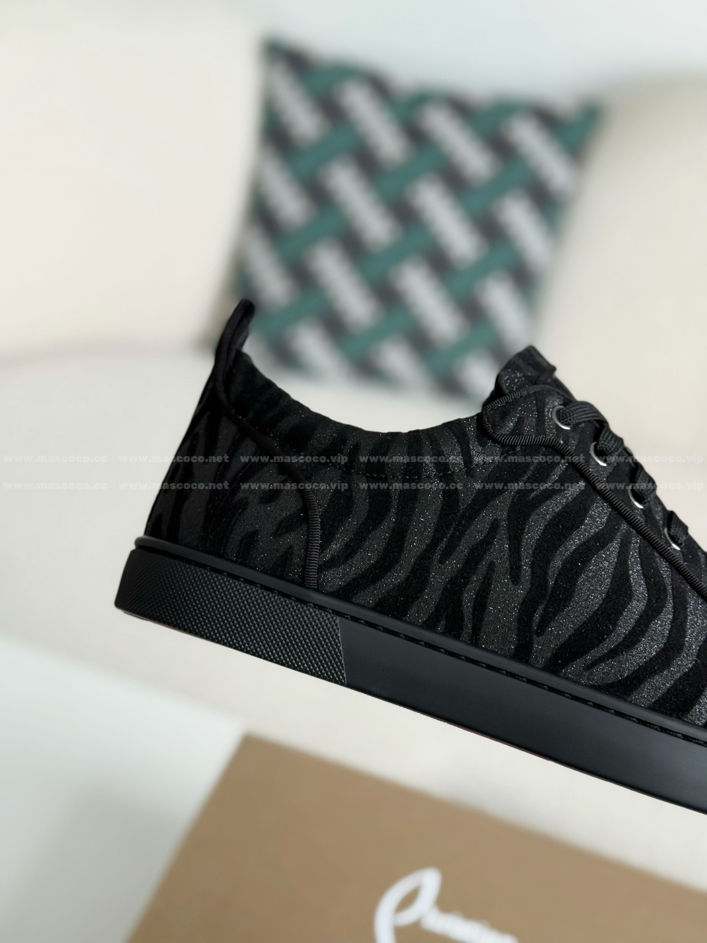 「#4777」Christian Louboutin Faux Suede Sneakers - Image 7