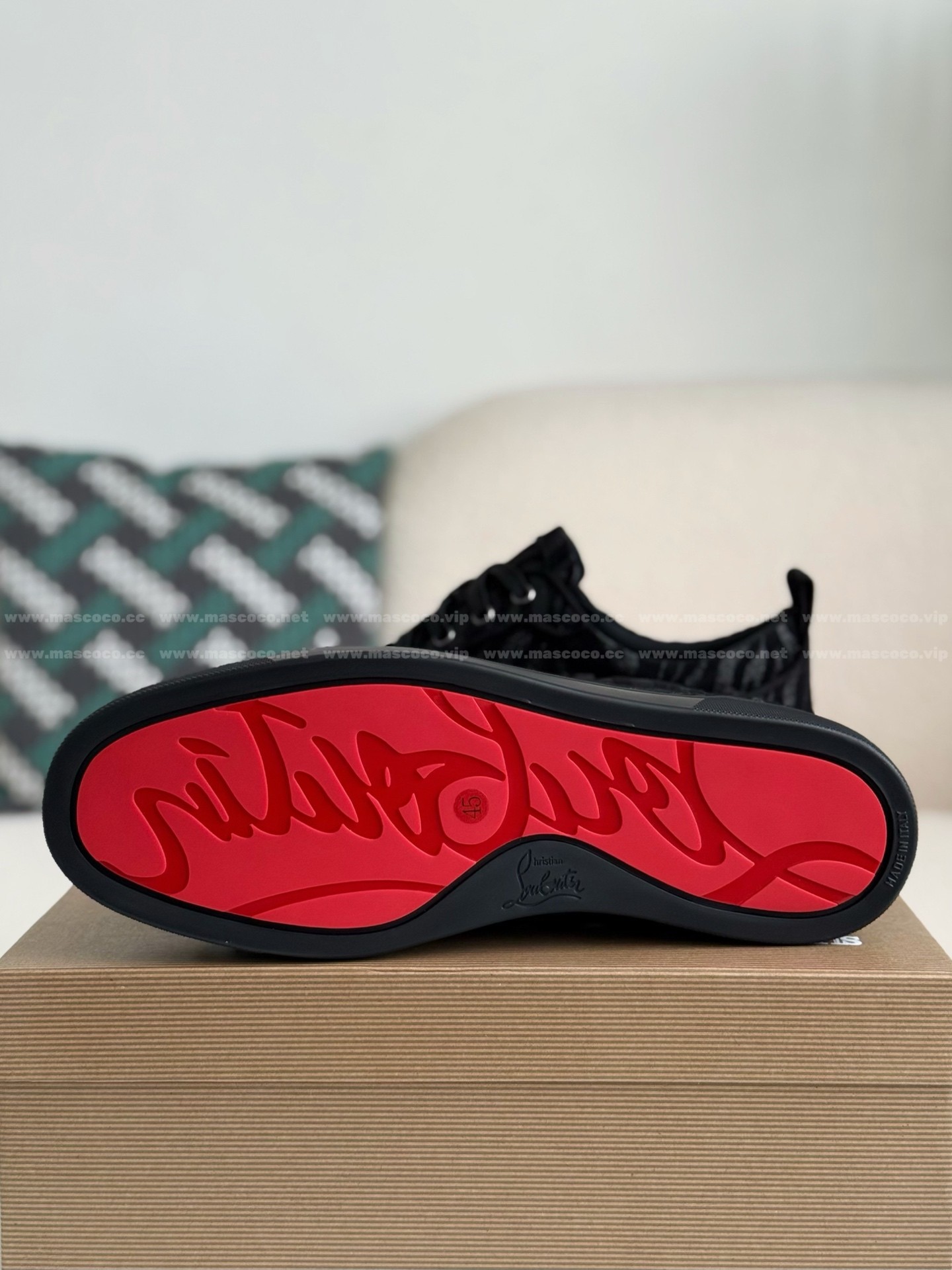 「#4777」Christian Louboutin Faux Suede Sneakers - Image 5