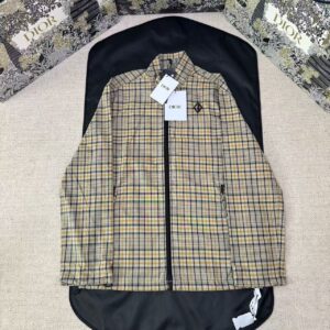 「#4785」DIOR diamond embroidered plaid stand collar jacket