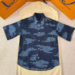 「#4790」LOUIS VUITTON cloud jacquard denim short-sleeved shirt