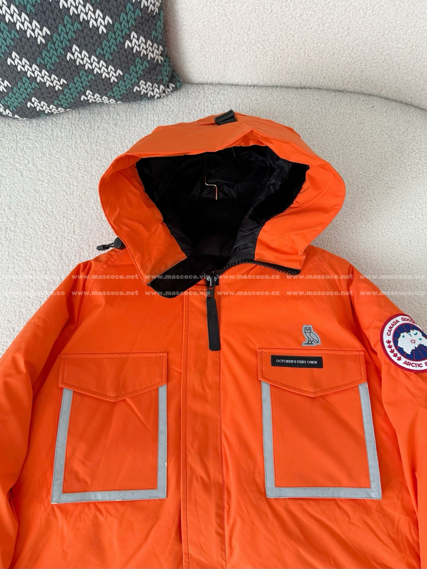 「#4860」Canada Goose x OVO Joint Model Reflective Strip Hooded Down Jacket - Image 4