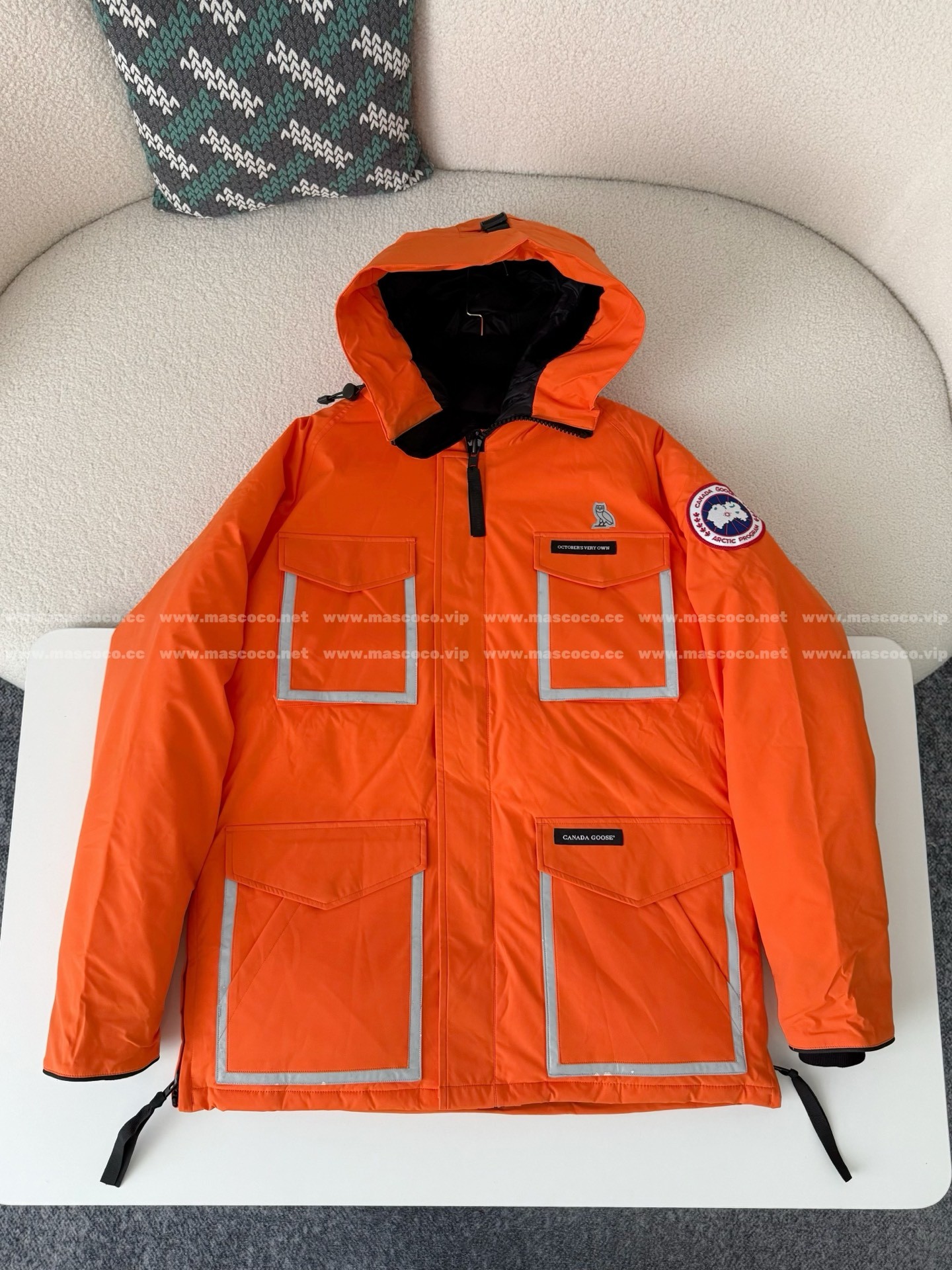 「#4860」Canada Goose x OVO Joint Model Reflective Strip Hooded Down Jacket