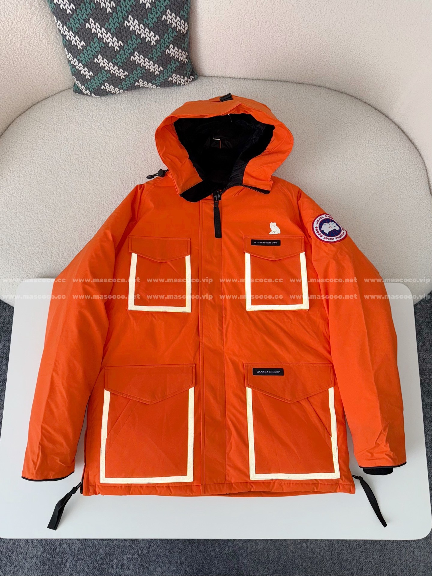 「#4860」Canada Goose x OVO Joint Model Reflective Strip Hooded Down Jacket - Image 2