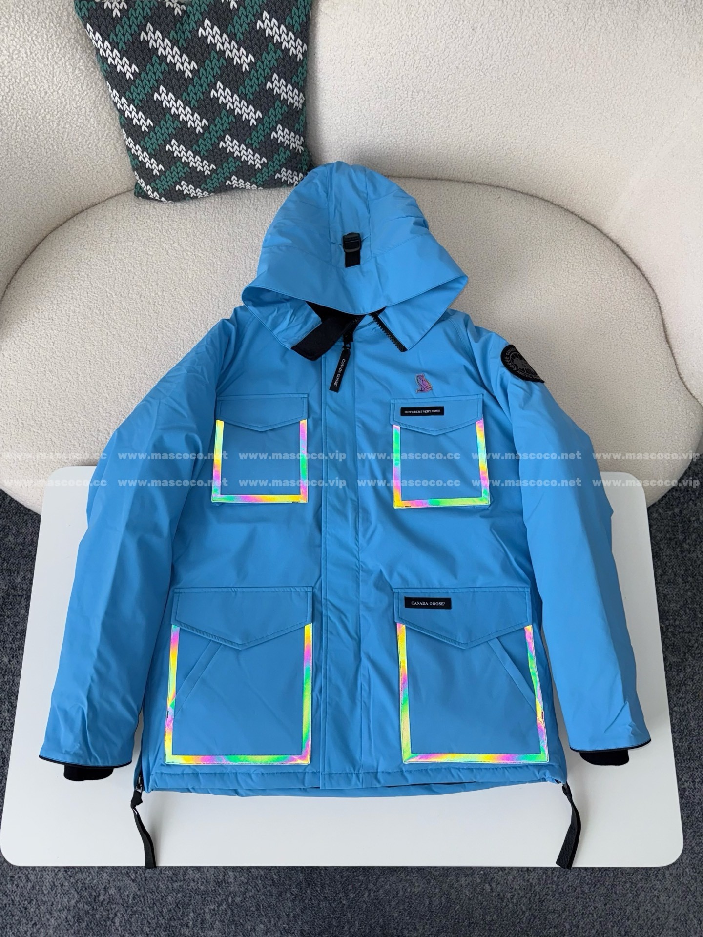 「#4861」Canada Goose x OVO Joint Model Reflective Strip Hooded Down Jacket - Image 2
