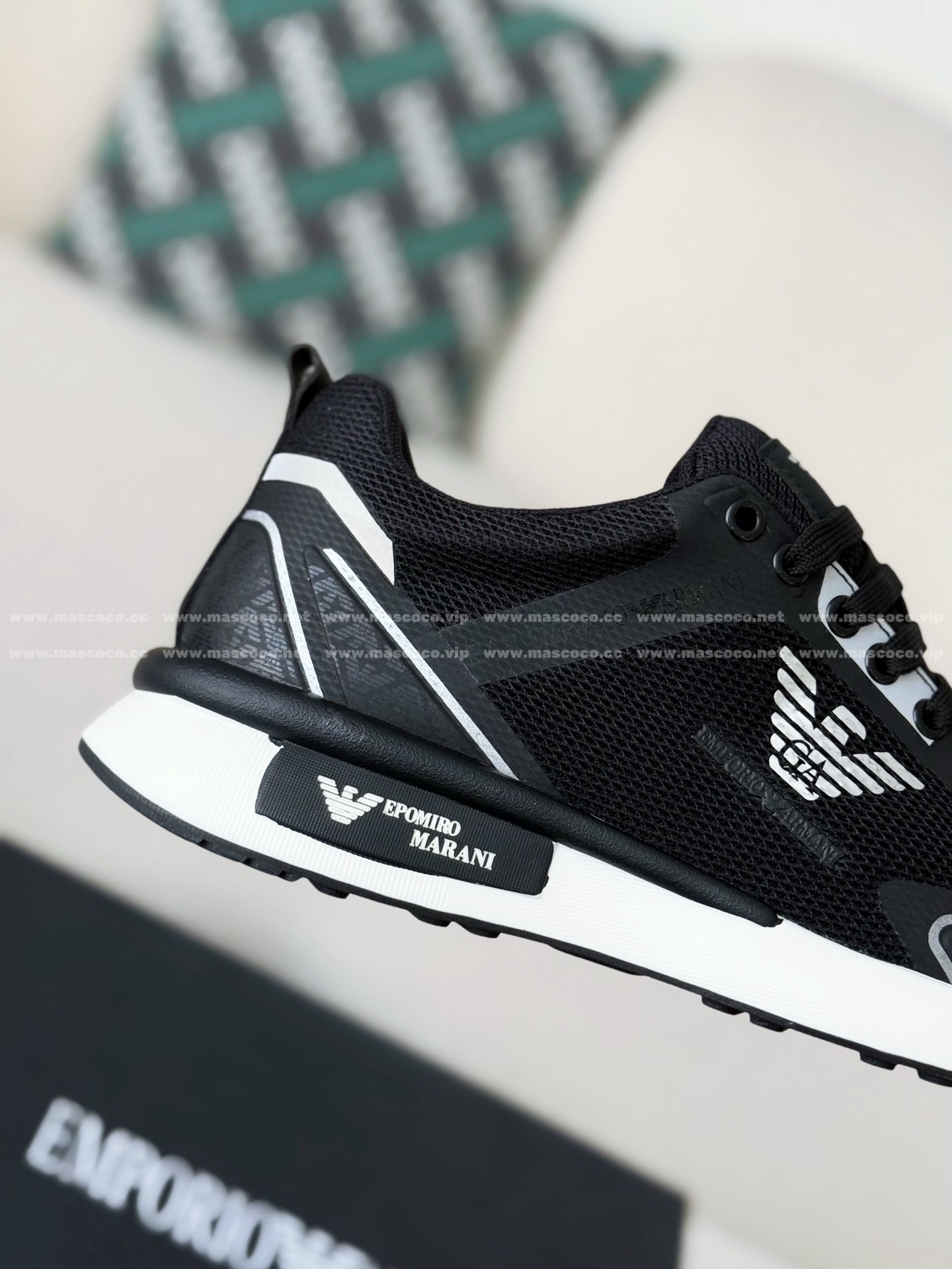 「#4910」EMPORIO ARMANI EAGLE MARK LOGO ATHLETIC SHOES - Image 7